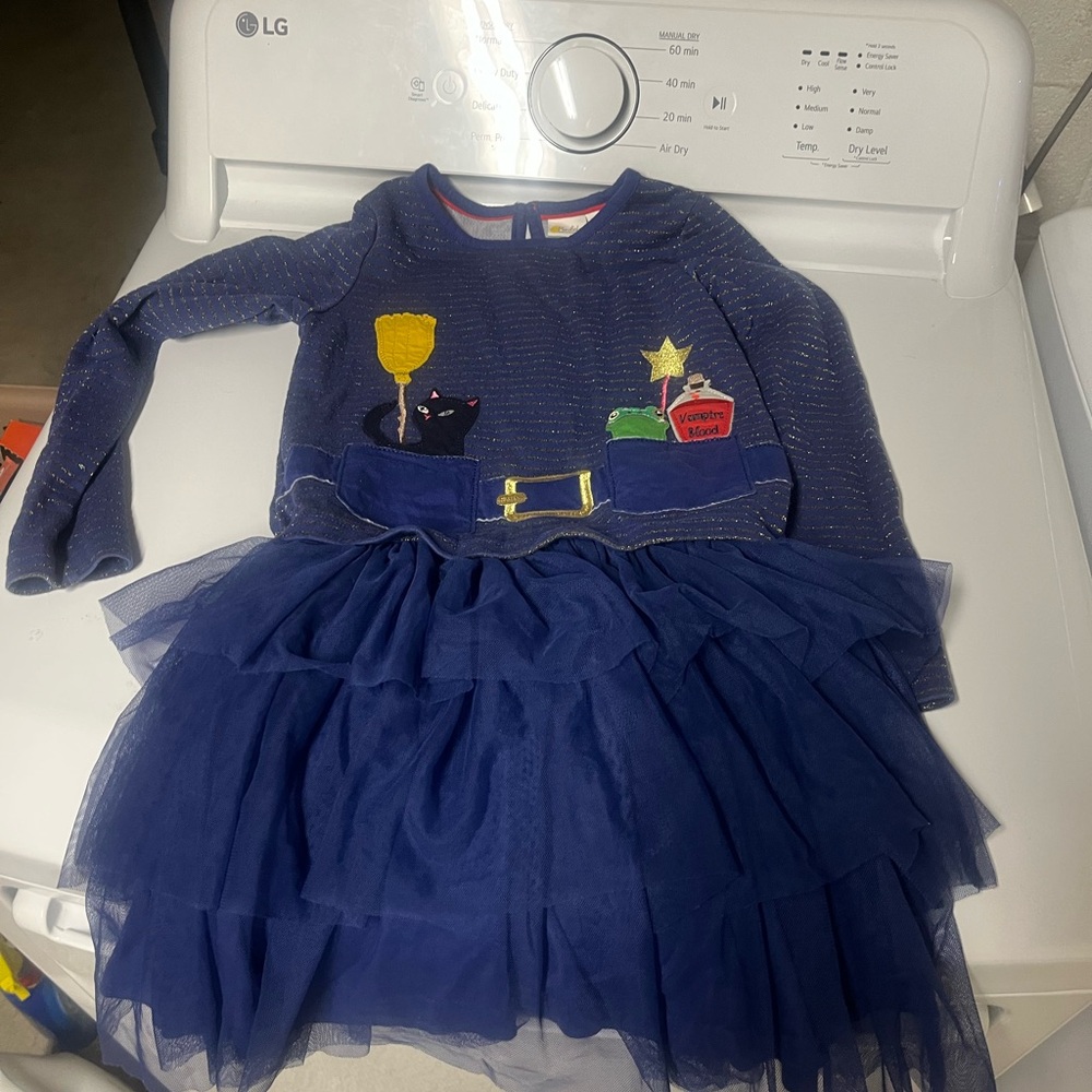 Mini Boden Blue and Gold Halloween tutu dress